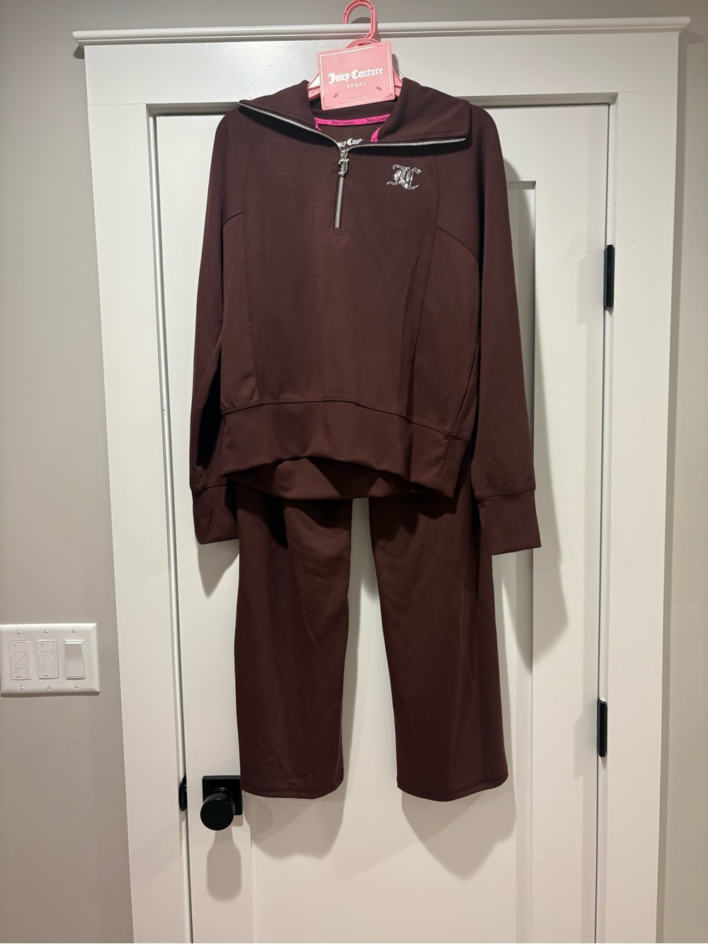 New Juicy Couture Sport Brown Zip Pullover & Pants 2 piece Set active wear